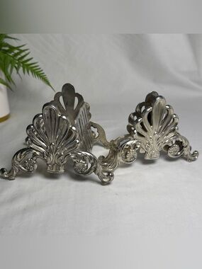 Vintage SilverPlate Napkin and Knife Holder -Rococo Victorian Buffet Table Decor